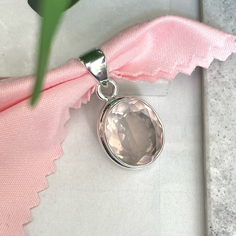 925 Sterling Silver, Natural Rose Quartz Pendent!! VIBES, Handmade!! - Picture 12 of 12